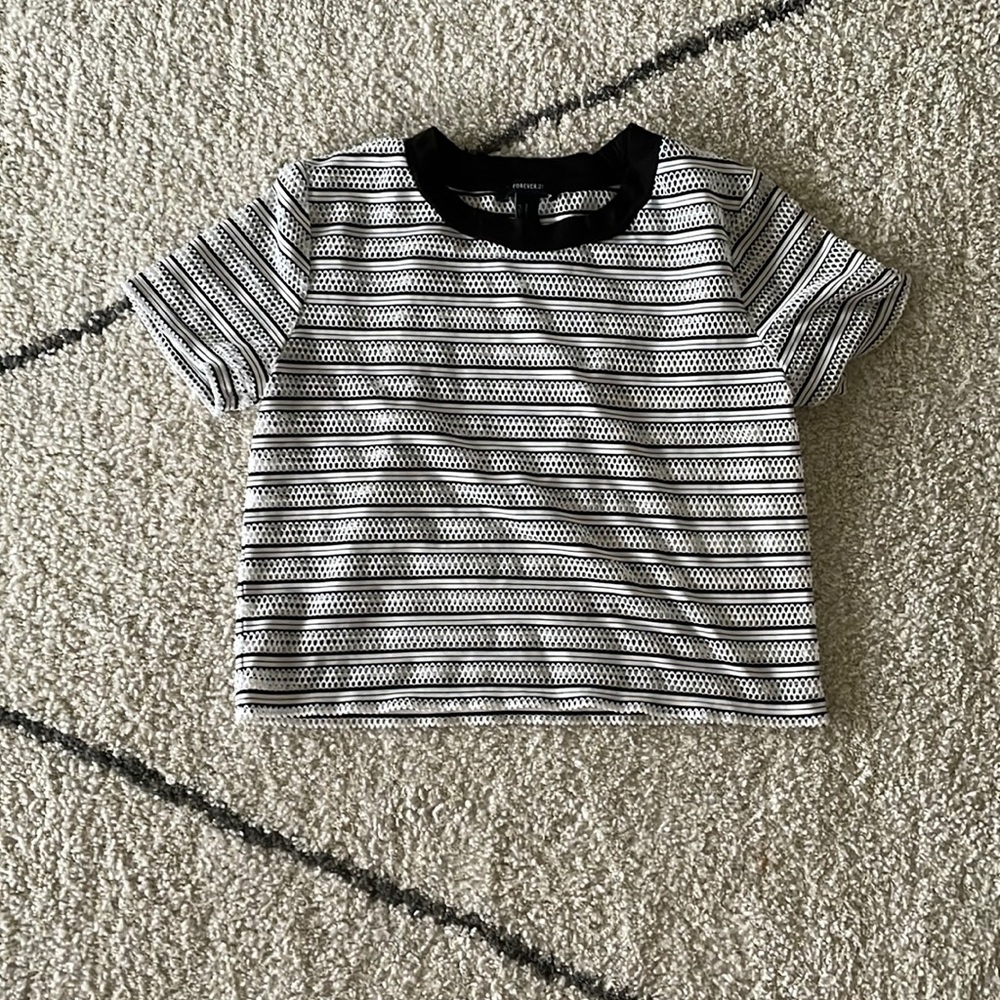 Fish net shirt black and white from forever 21